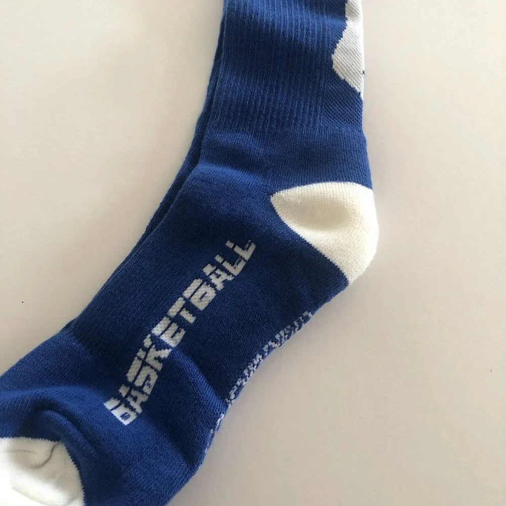 Chalktalk Sports Performance Athletic Socks Basketball Woven Mid-Calf Blue/White